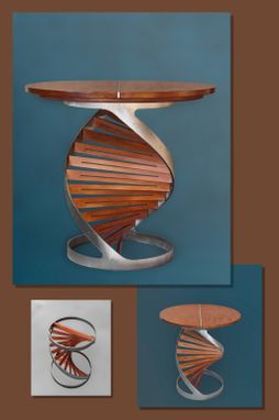 Custom Made "Helix" Table, Steel And Wood