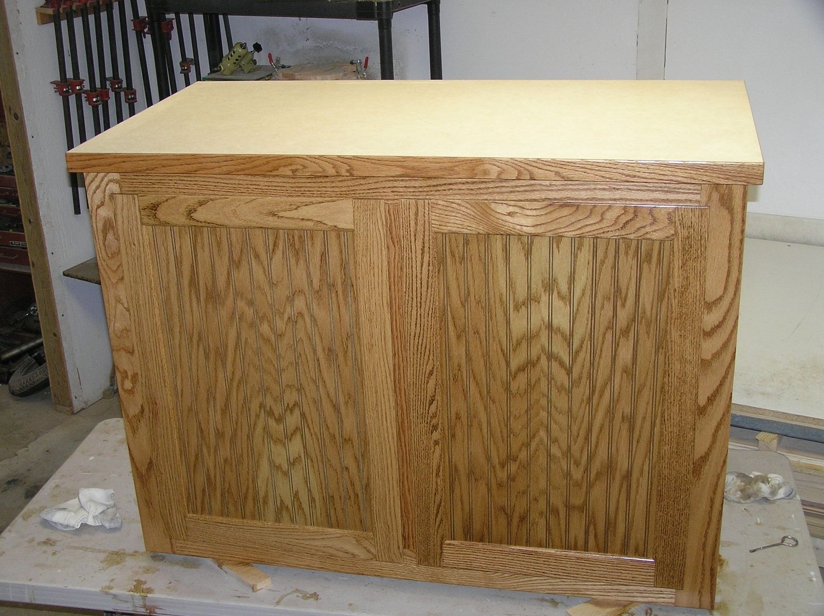 Custom Made Oak And Oak Beadboard Kitchen Island By New Refurbish Repurpose Custommade Com