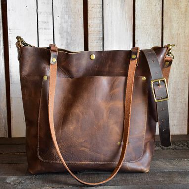 Custom Made Limited Edition Leather Tote Bag  Leather Bag  Leather Purse Crossbody  Made In Usa