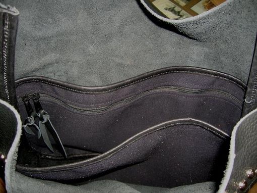 Custom Made Studded Black Leather Tote Bag