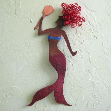 Custom Made Handmade Upcycled Metal Mermaid Wall Art Sculpture "Vanessa''