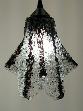 Custom Made Black And Clear Textured Pendant Light Approximately 9