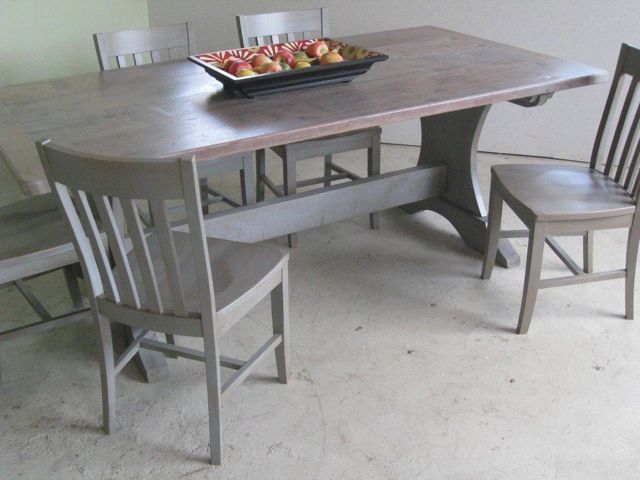 Hand Made Trestle Dining Room Table With Driftwood Finish By