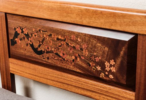 Custom Made Chinese Insprired Bed With Cherry Blossom Inlay