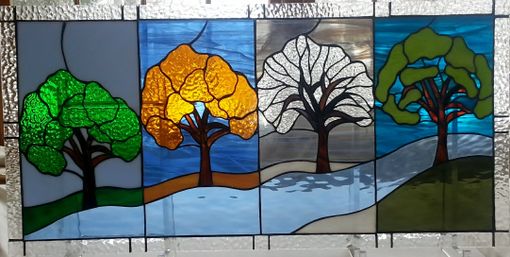 Custom Made Four Seasons Stained Glass Transom