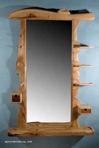 Hand Crafted Live-Edge Sculpted Wall Mirrors by AP 