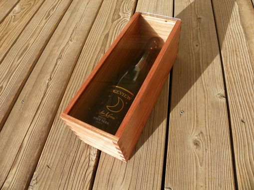 Custom Made Wine Bottle Box With Sliding Glass Cover - Made From Reclaimed Mahogany And Bamboo