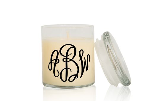 Custom Made Monogram Candle | Font: Fancy Circle | Large Creme Brulee/Vanilla Scented Candle