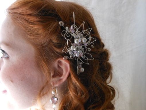 Custom Made Silver Crystal Bridal Hair Piece With Floral Swarovski Crystals