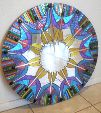 Custom Made Mosaic Mirror Colorful Stained Glass Round