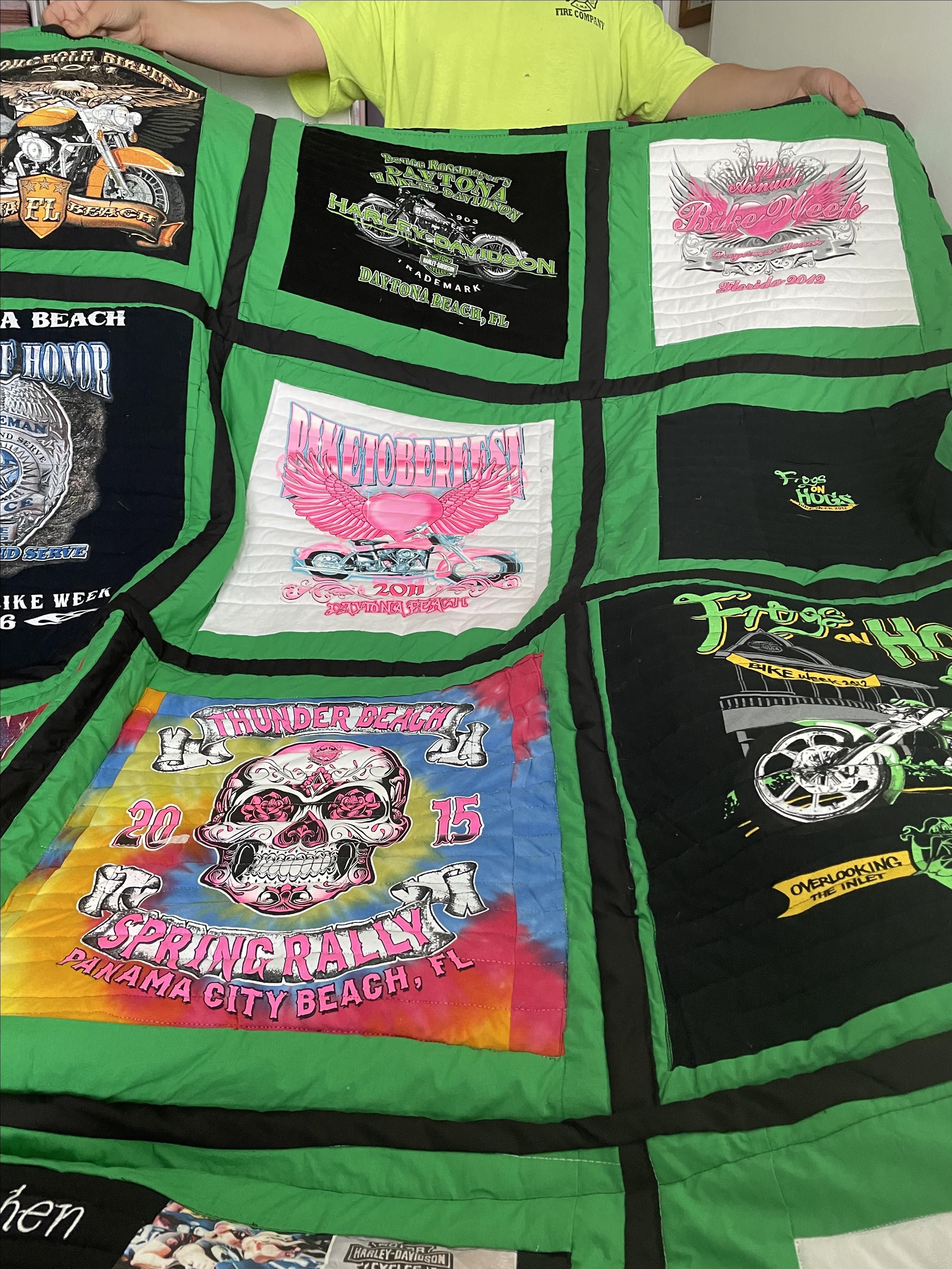 Hand Crafted Harley Davidson TShirt Quilt by Mimi's Quilts