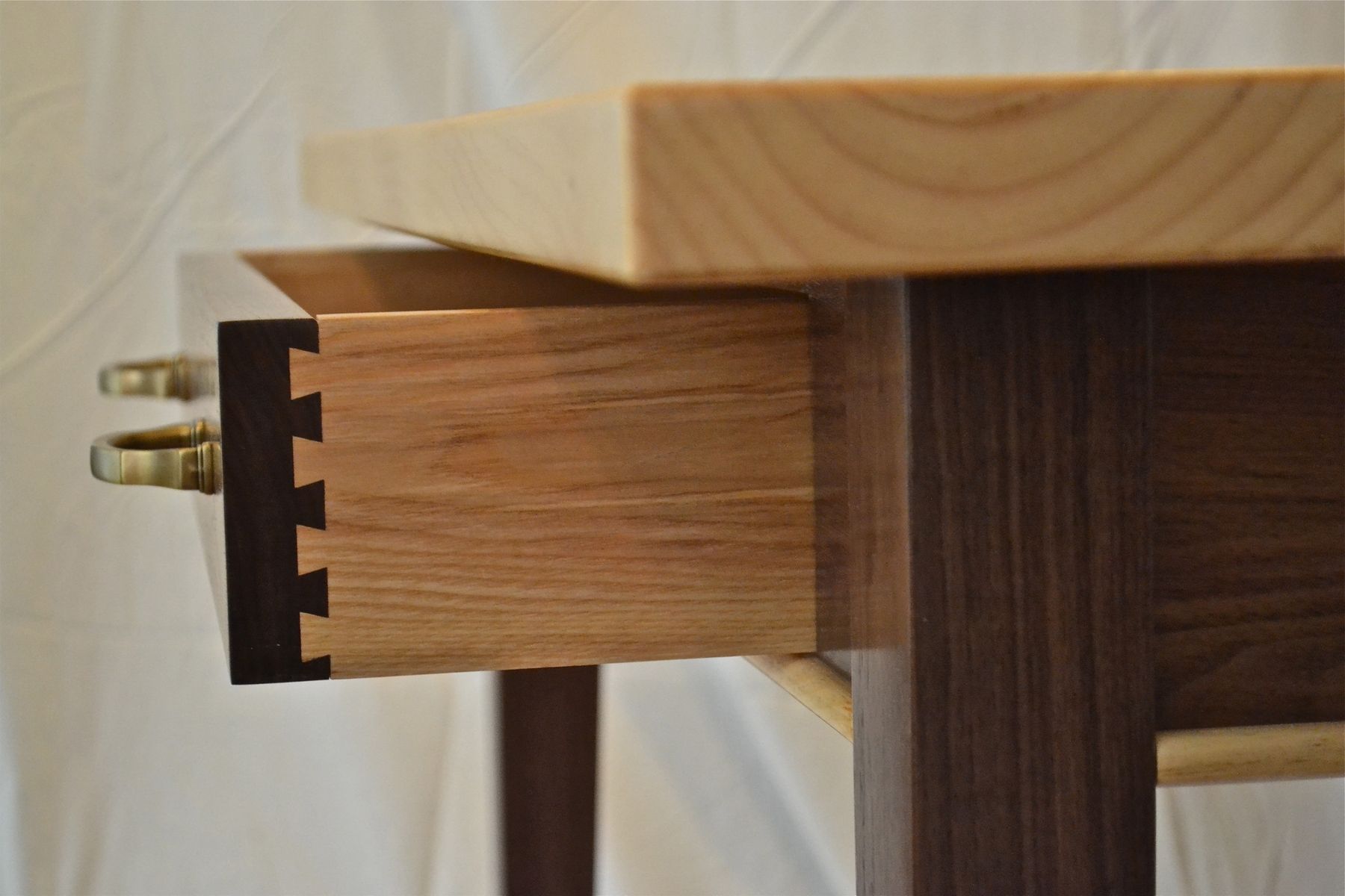 Custom Writing Desk Of Black Walnut And Knotty Pine by White Dove Woodworking Llc