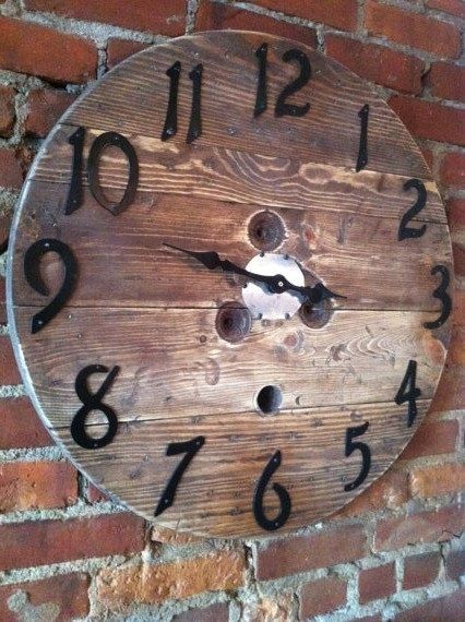 handmade upcycled spool clock