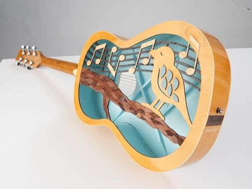Custom Made Laser Cutting Acoustic Guitar For Charity Project