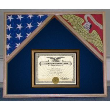 Custom Made Military Flag Case For 2 Flags And Certificate Display Case