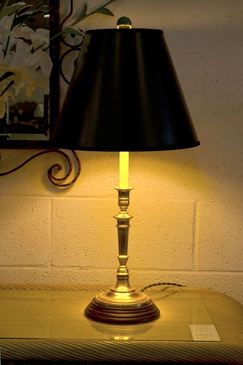 Custom Pair Of Brass Candlestick Lamps by Lyrica Tyree Design ...