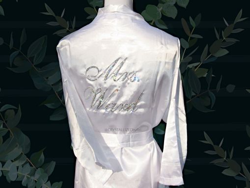 Custom Made Custom Personalized Mrs. Crystallized Wedding Robe Kimono Genuine European Crystals Bedazzled