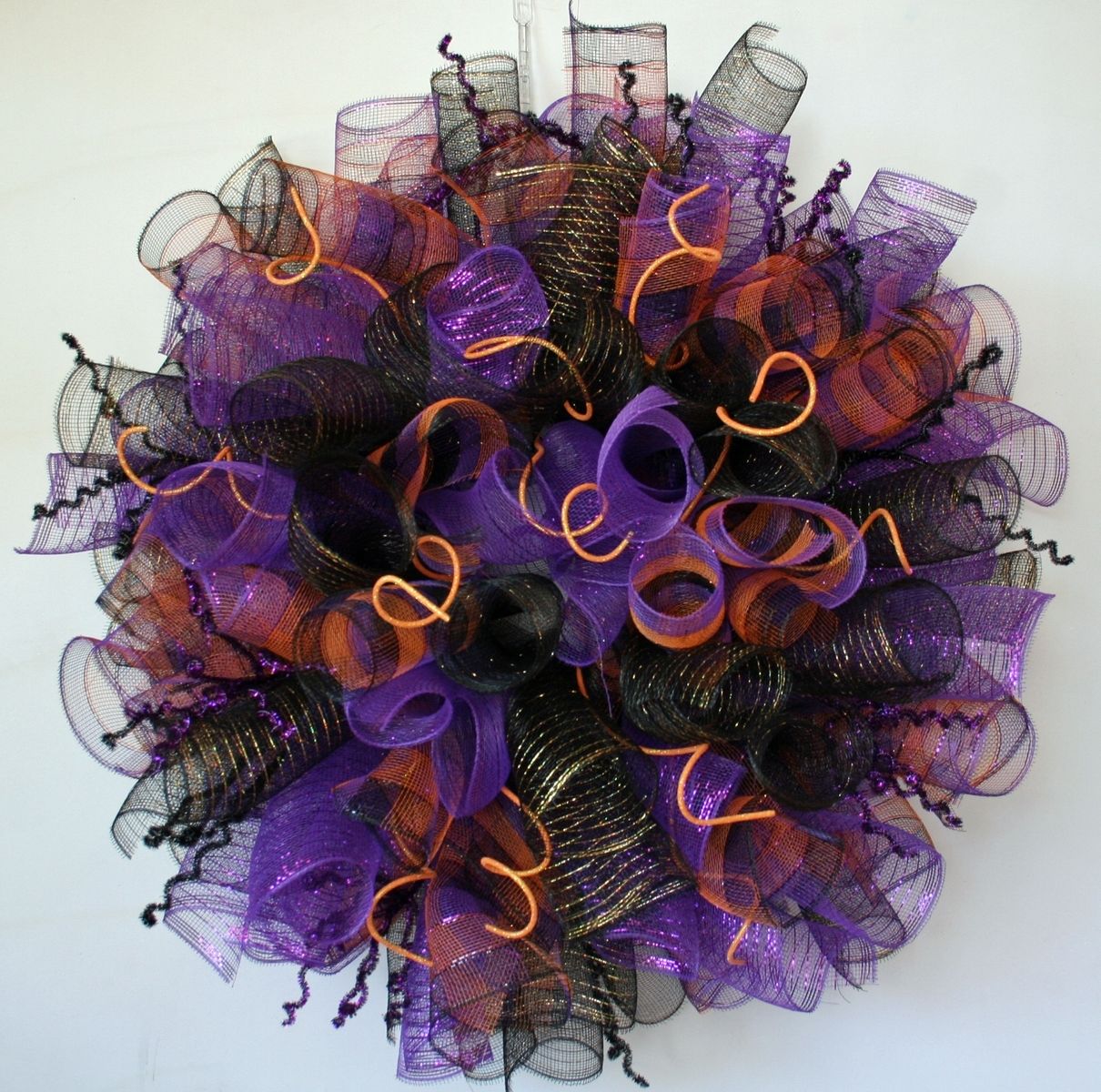 Hand Crafted Curled Mesh Halloween Wreath by DyJo Designs | CustomMade.com