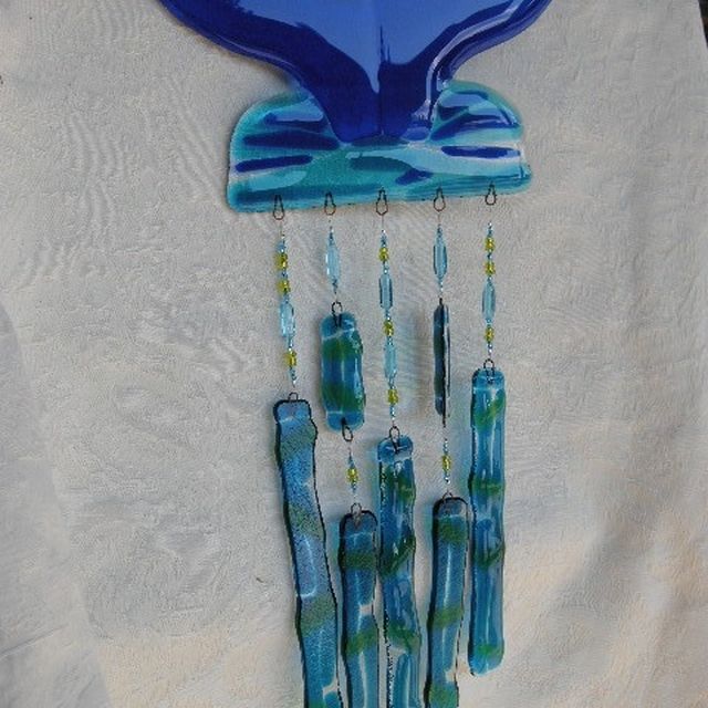 Hand Crafted Sea Glass Wind Chimes By Visions Whale S Tail Glass Wind Chimes By Josee Carriere