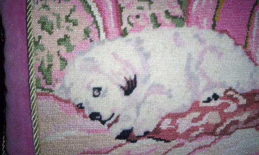 Custom Made Pretty Pink Animal/Dog Needpoint Pillow (Small)
