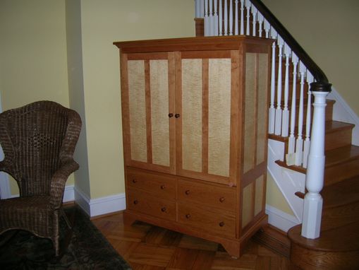 Custom Made Cherry And Tiger Maple T.V. Cabinet