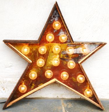 Custom Made Star Light Fixture Metal Sign Reclaimed Barn Wood 24 Inch Diameter