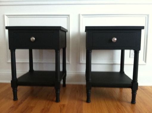 Custom Made Black Nightstand With One Drawer And A Shelf