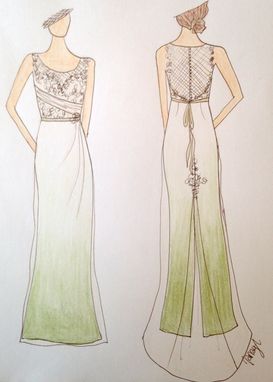 Custom Made Pale Green Ombre Wedding Dress