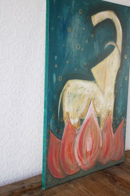 Custom Made Large Original Acrylic Painting, 20x30 Elephant & Lotus