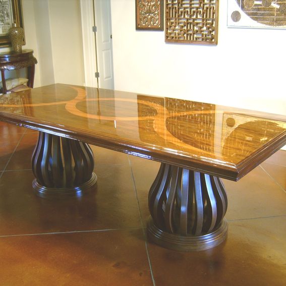 Custom Made Mahogany Dining Table With Teak Inlay by Jeffrey Scott ...