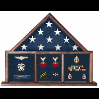 Custom Made Military Flag And Medal Display Case, Shadow Box