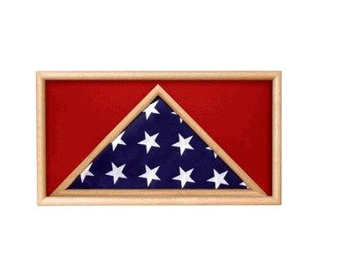 Custom Made Oak 5 X 9.5 Flag Memorial Case - Rectangle - For Casket Flag