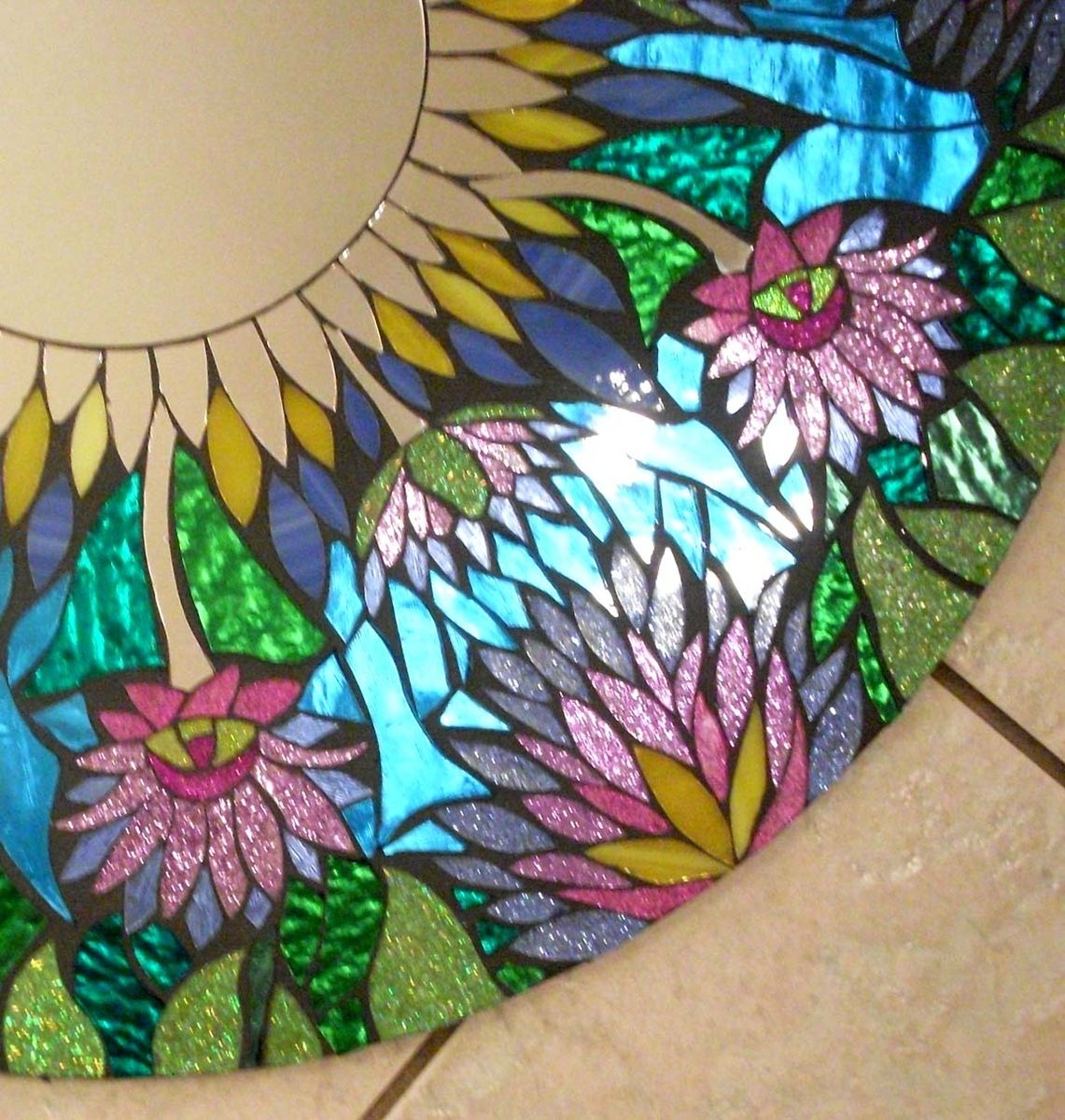 Custom Made Mosaic Stained Glass Mirror by Sol Sister Designs