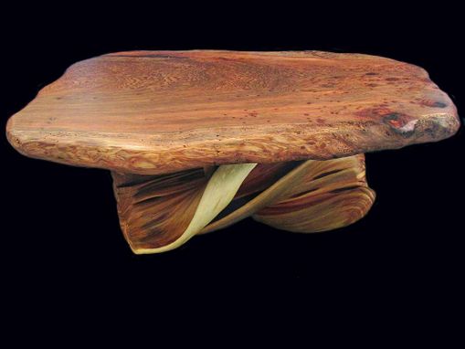 Custom Made Natural Edge Redwood Slab Juniper Log Furniture Coffee Table