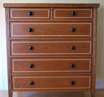 Custom Made Cherry Dresser With Maple Inlays