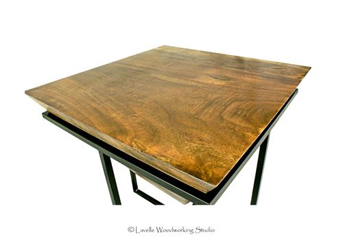 Custom Made Mara Table Inverted Wood Pyramid With Metal Base