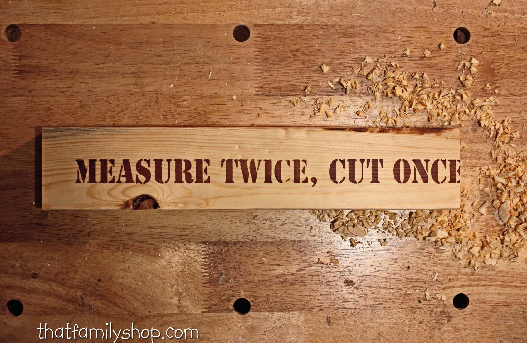 Buy Handmade Measure Twice, Cut Once Funny Ironic 2x4 Sign For Man Cave, Gifts For Woodworkers