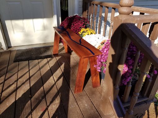 Custom Made Cherry And Epoxy Entryway Bench