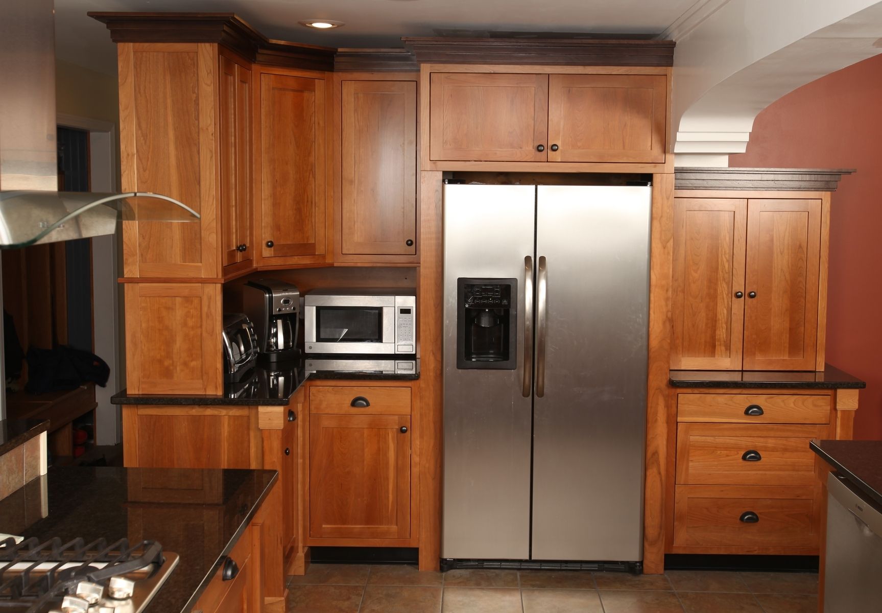 Hand Crafted Craftsman Style Kitchen In Cherry With Black Walnut