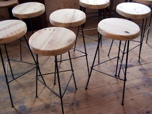 Custom Made Bar Stools Made From Reclaimed Wood With Metal Legs