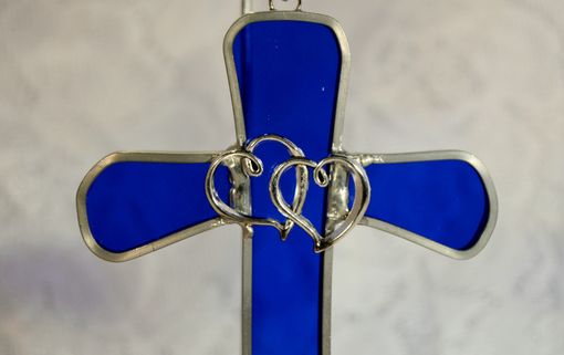 Custom Made Silver Heart Cross Suncatcher
