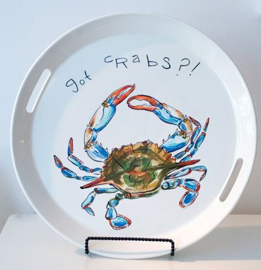 Custom Made Got Crabs Serving Tray -- Blue Claw - Beach House - Maryland - East Coast - Crabby