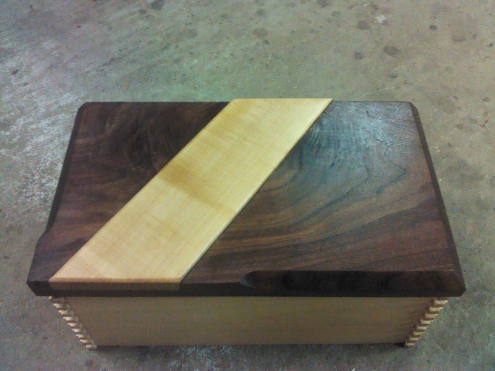 Hand Made Walnut And Maple Humidor With Secret Compartment By The