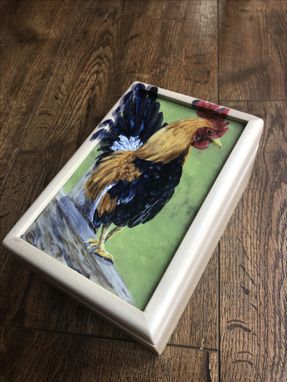 Custom Made Rooster Hand Painted Small Box