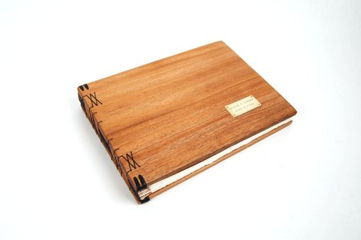 Custom Made Unique Guest Book With Wood Covers - Custom Wedding Personalized Rustic Elegant  Anniversary Gift