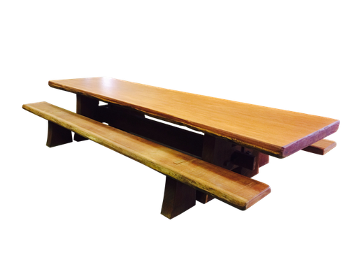 Custom Made Angelim Pedra Harvest Table With Cumaru Benches