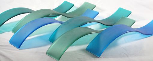 Custom Made Fused Glass Wall Art/ Wave Sculpture- Sea Glass (Set Of 6)