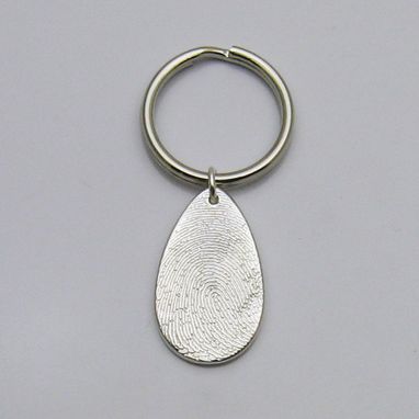 Custom Made Silver Teardrop Fingerprint Keychain