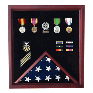 Custom Made Military Flag And Medal Display Case - Shadow Box Veterans Made