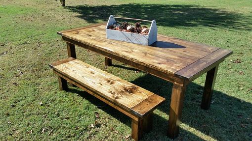 Custom Made Beautiful Farmhouse Dining Table And Bench